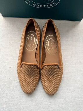 Stubbs & Wootton Woven Tan Slip-On Loafers